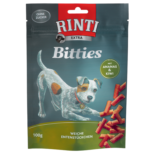 RINTI Extra Bitties 100 g - Ekonomipack: 3 x 100 g, Kyckling med tomater & pumpa
