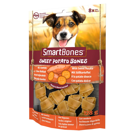 SmartBones Sweet Potato Bones med sötpotatis, för små hundar - Ekonomipack: 3 x 8 st