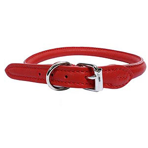 Halsband i Mjukt Rundsytt Läder - Rött (60 cm)
