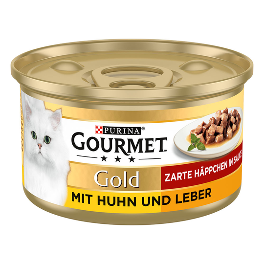 Gourmet Gold Bitar i sås 12 x 85 g - Blandpack kyckling & lever, lax & kyckling (24 x 85 g)