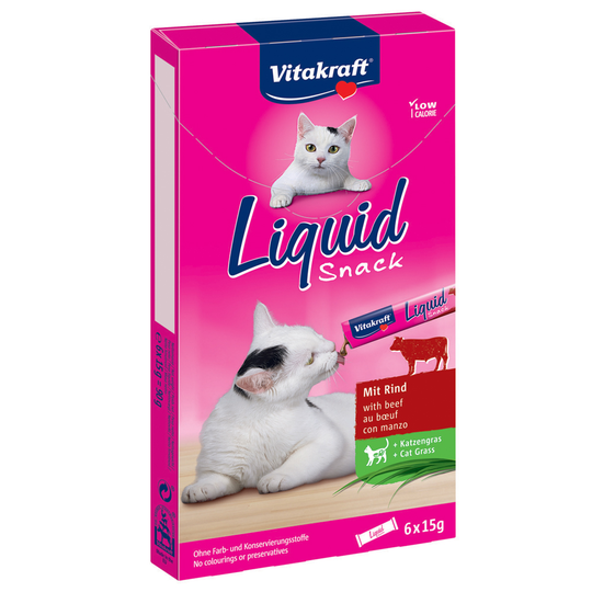 Ekonomipack: 24 st Vitakraft Cat Liquid-Snack á 15 g - Nötkött & inulin (24 x 15 g)