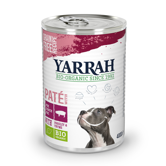 15 % rabatt på 6 x 820 g Yarrah Organic våtfoder! - Paté eko-griskött 6 x 400 g
