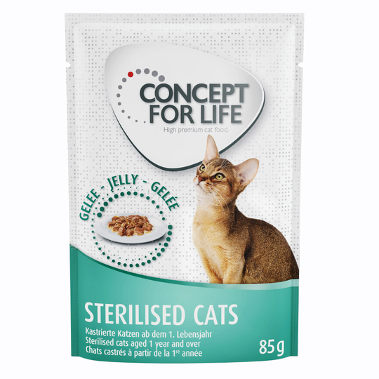 Concept for Life Sterilised Cats Chicken - förbättrad formel! - Som tillskott: 12 x 85 g Concept for Life Sterilised Cats - i gelé