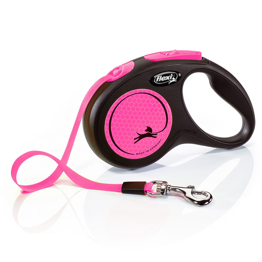 flexi New Neon bandkoppel pink, 5 m - S: upptill 15 kg