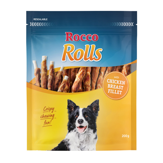 Ekonomipack: 6/12 x 200 g Rocco Rolls Kycklingbröstfilé 12 x 200 g