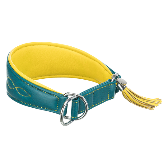 Trixie Active Comfort halsband för vinthundar petrol/gult - Stl. S-M: 33-42 cm, B 60 mm