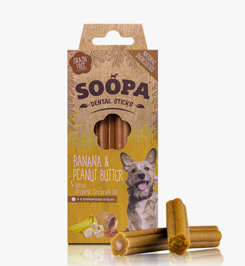 Dental Sticks Banan Jordnötssmör 100 gram - Soopa