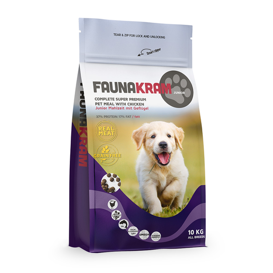 Faunakram REAL MEAT Super Premium Junior torrfoder, kyckling - 10kg