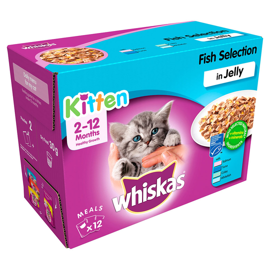 Ekonomipack: Whiskas Junior portionspåse 48 x 85/100 g - Fiskurval i gelé 100 g