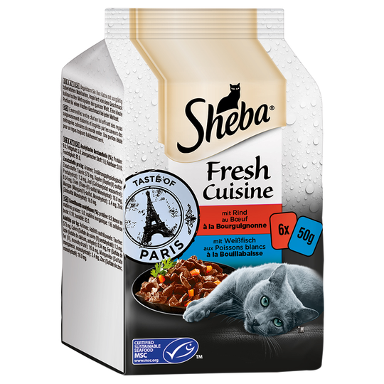 Sheba Fresh Cuisine Taste of Paris (MSC) 6 x 50 g - Nötkött + Vitfisk