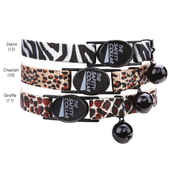 Meow Town Collection Katthalsband med djur mönster & bjällra (Zebra)