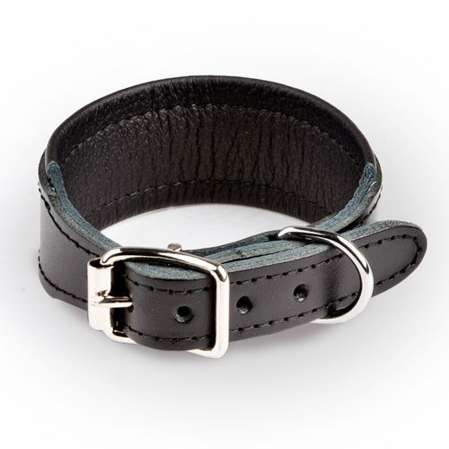 Feel Leather Basic Wide Läderhalsband Svart (3,5 x 40 cm)