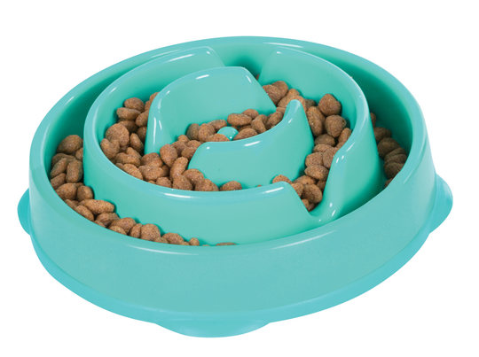 Outward Hound Fun Feeder Slow-Feed Plastskål - Oceanblå (Large)