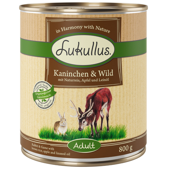 Ekonomipack: Lukullus 12 x 800 g - Kanin & vilt
