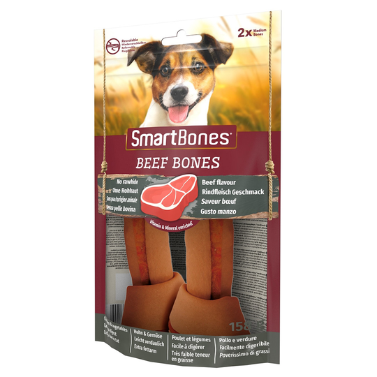 SmartBones Beef Bones med nötkött, för medelstora hundar - Ekonomipack: 2 x 2 st