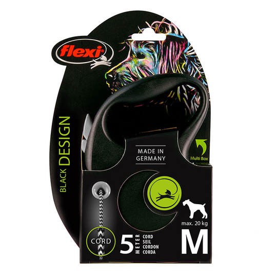 flexi Black Design repkoppel svart, 5 m - M: upp till 20 kg