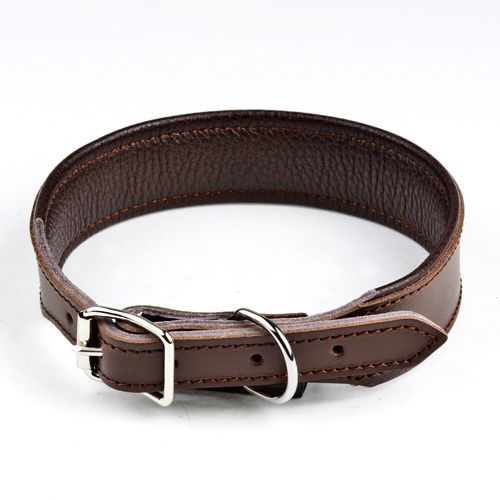 Feel Leather Basic Wide Läderhalsband Brun (3,5 x 40 cm)