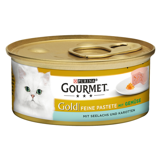 Blandpack Gourmet Gold Fine Paté 48 x 85 g - Blandpack: Sej, Öring, Nötkött, Kyckling