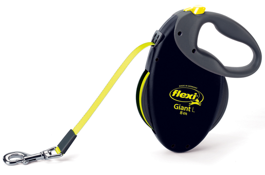 Flexi Giant L, Neongul/Svart, 8 m band - max 50 kg
