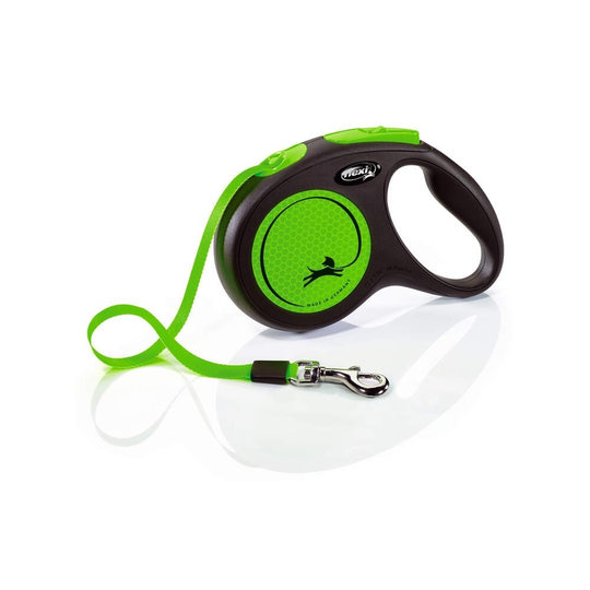 Flexi New Neon Medium 5 m band/25 kg (Grön)