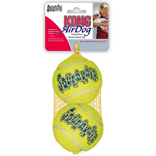 KONG Airdog Squeaker Ball tennisbollar med pipljud - Large: Ø 8 cm, 2-pack