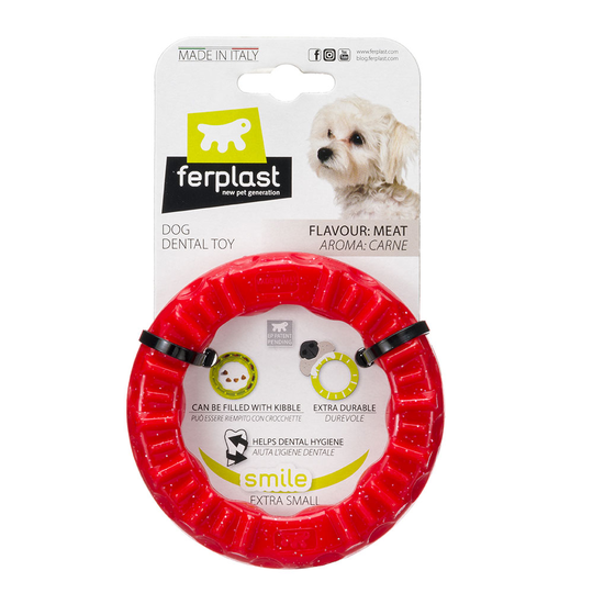 Ferplast Smile tuggring, röd - Stl. XS: Ø 8,5 x H 1,7 cm