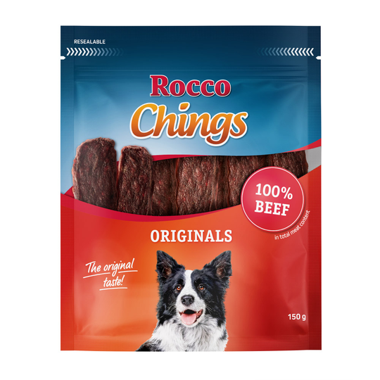 Ekonomipack: Rocco Chings Originals tuggstrimlor Nötkött 4 x 150 g
