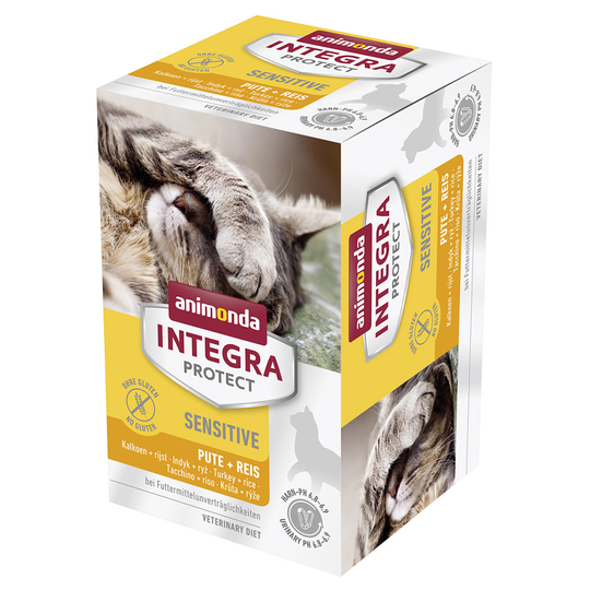 Ekonomipack: Animonda Integra Protect Adult Sensitive 24 x 100 g - Kalkon & ris