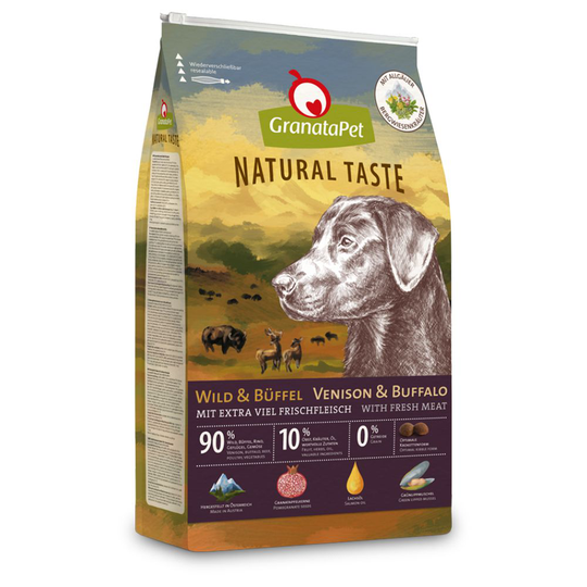 GranataPet Natural Taste Vilt & buffel torrfoder - Ekonomipack: 2 x 12 kg