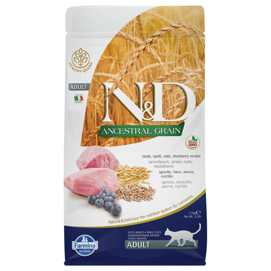 N&D Cat Low Ancestral Grain - Lamm & blåbär - 1,5 kg
