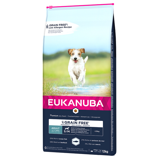 Eukanuba Grain Free Adult Small / Medium Breed Salmon - 12 kg