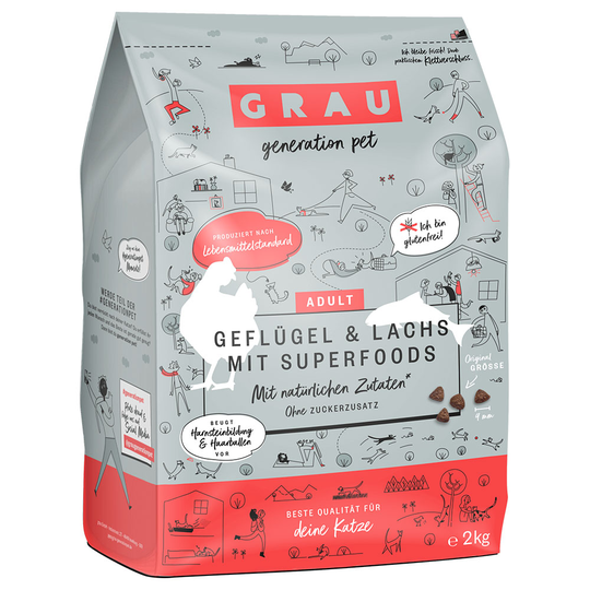 GRAU Fjäderfä & lax med superfoods - 2 kg