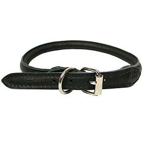 Halsband i mjukt rundsytt läder - Svart (55 cm)
