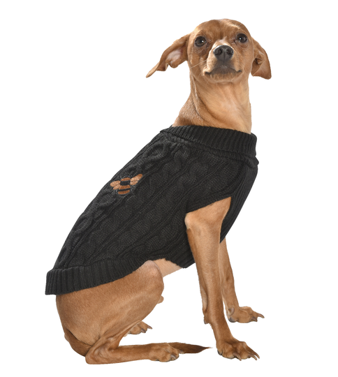 Bobby Bee Pullover Stickad Hundtröja - Svart (M - 36 cm)