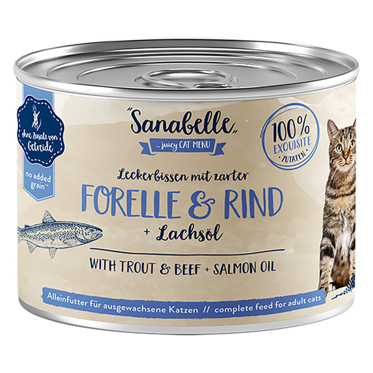 Ekonomipack: Sanabelle All Meat 12 x 195 g - Öring & nötkött