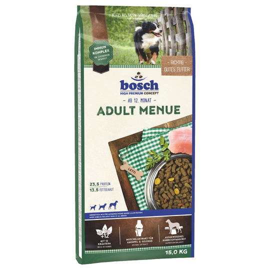 Ekonomipack: 2 respektive 3 påsar bosch till lågpris! - Adult Menue (2 x 15 kg)
