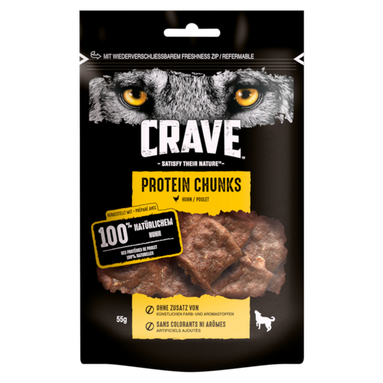 2 + 1 på köpet! 3 x Crave Protein hundgodis - Chunks med kyckling (3 x 55 g)