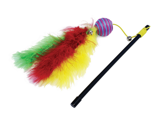 Kattspö boll med fjädrar & pingla
