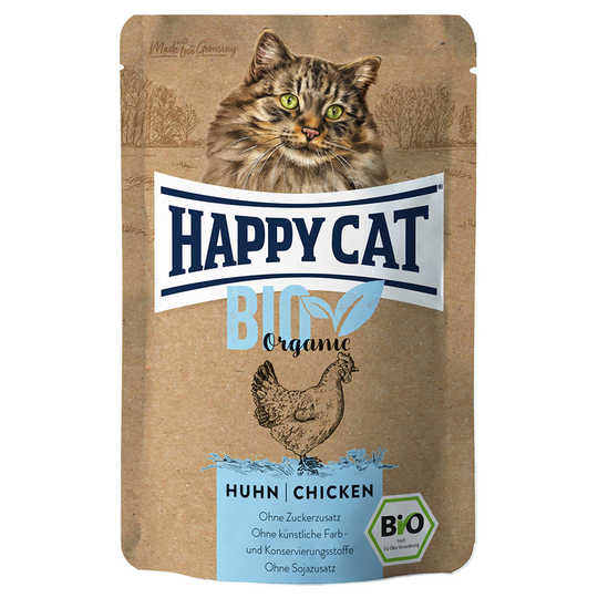 Ekonomipack: Happy Cat Bio Pouch 24 x 85 g - Eko-kyckling & eko-anka