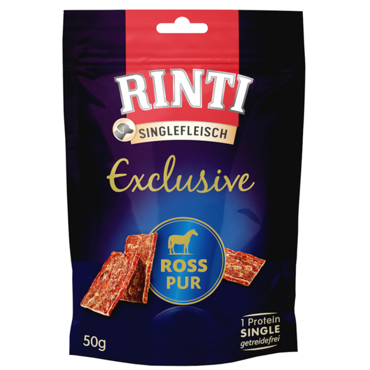 RINTI Singlefleisch Exclusive Snack 50 g - Ekonomipack: 3 x 50 g Häst Pur