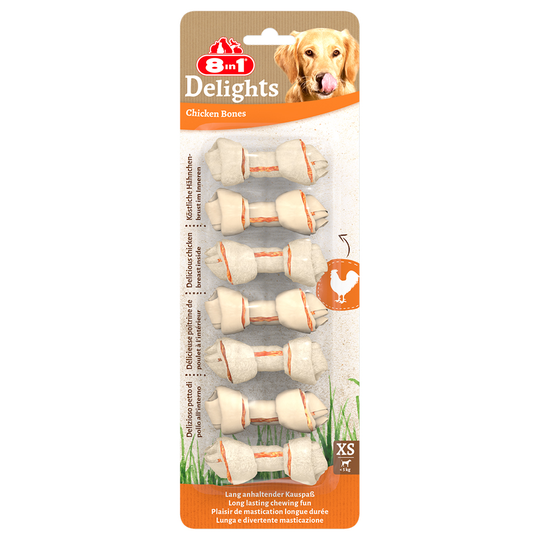 8in1 Delights tuggben med kyckling - XS, 84 g (7 st)