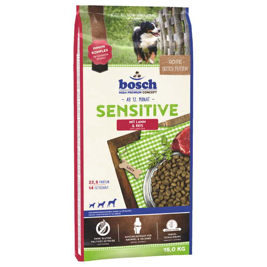 Ekonomipack: 2 respektive 3 påsar bosch till lågpris! - Sensitive Lamm & ris (2 x 15 kg)