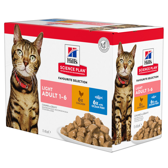 Hill's Science Plan Adult Light Chicken -- Komplettering: Hill's Science Plan Adult Light 12 x 85 g Fish Selection