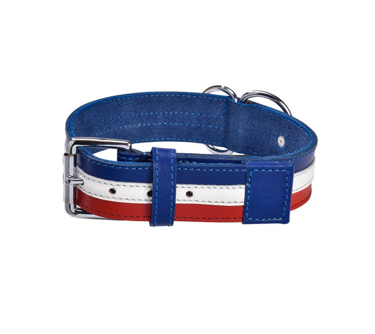 Bobby Henri Läderhalsband - Blå / Vit / Röd (55 cm)