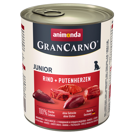 Ekonomipack: Animonda GranCarno Original Junior 12 x 800 g - Nötkött & kalkonhjärta