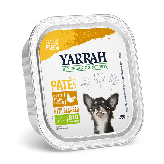 Ekonomipack: Yarrah Organic i portionsform 36 x 150 g - Paté: eko-kyckling med eko-alger