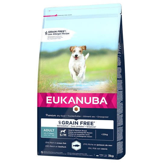 Eukanuba Grain Free Adult Small / Medium Breed Salmon - Ekonomipack: 2 x 3 kg