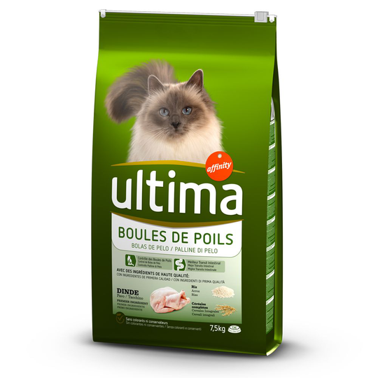 Ultima Cat Hairball Turkey & Rice - 7,5 kg
