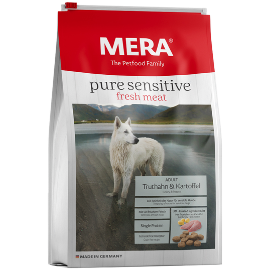 MERA pure sensitive fresh meat Kalkon & potatis, spannmålsfritt Ekonomipack: 2 x 12,5 kg