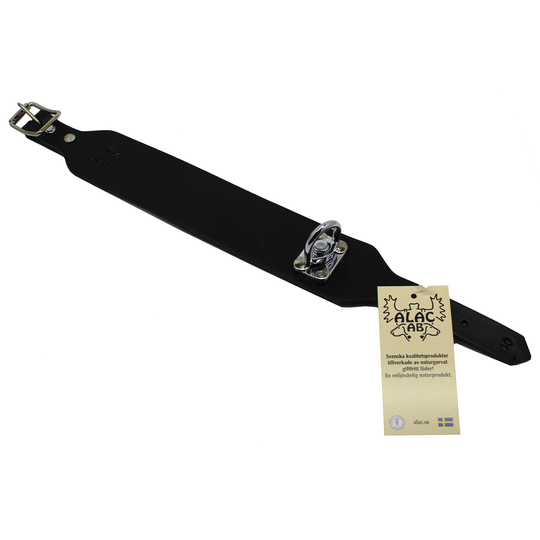 Svart spårningshalsband av naturgarvat giftfritt läder - Alac AB (40 cm)